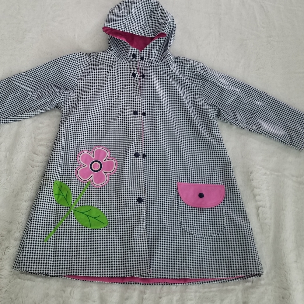 Raincoat with hood flower plaid 6x